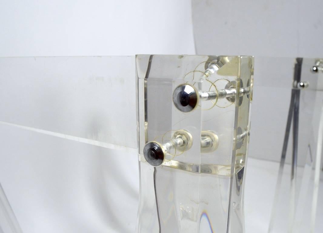 American Pair of Lucite Sawhorse Table Bases