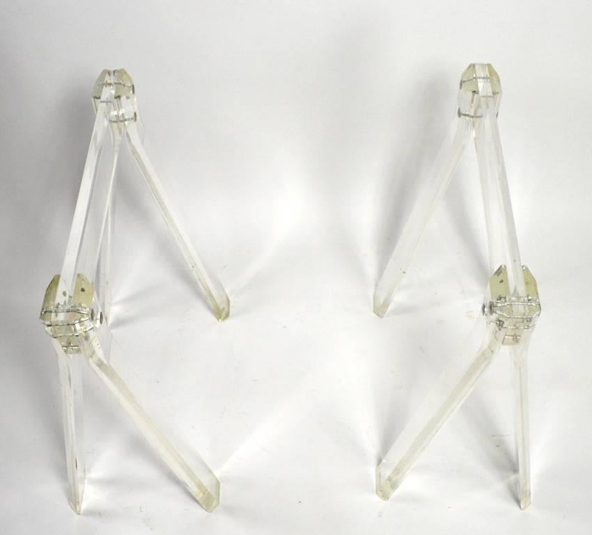 Pair of Lucite Sawhorse Table Bases In Good Condition In New York, NY