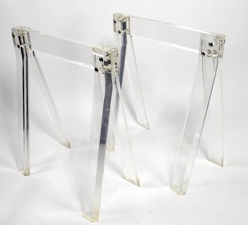 Pair of Lucite Sawhorse Table Bases 2