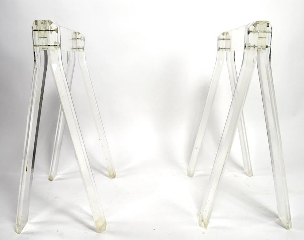 Pair of Lucite Sawhorse Table Bases 4