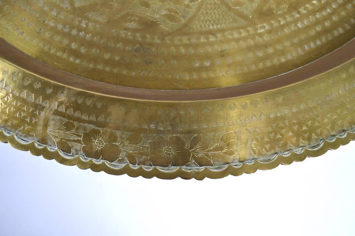 Mid-Century Modern Brass and Mahogany Tray Top Table
