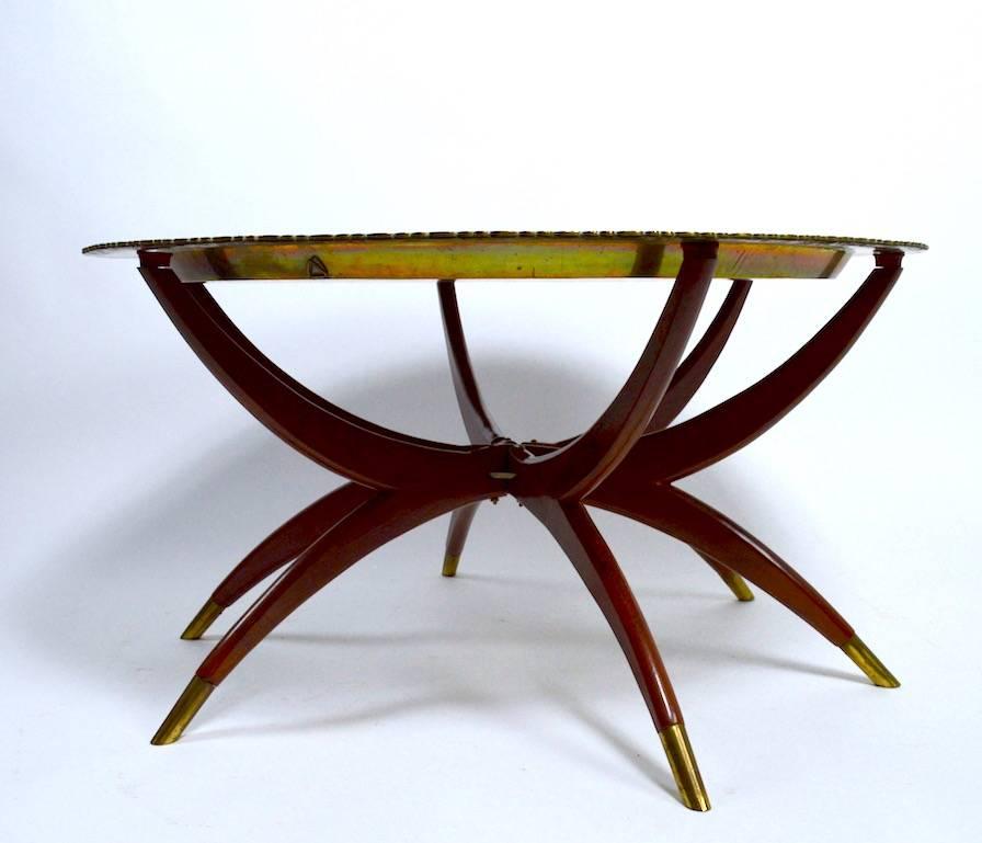 Brass and Mahogany Tray Top Table 2