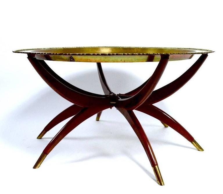 Brass and Mahogany Tray Top Table For Sale 4