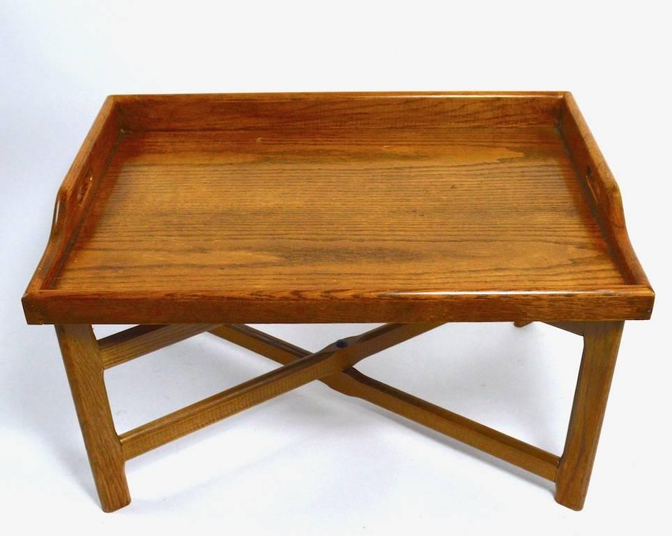 Campaign Solid Oak Tray Top Table For Sale