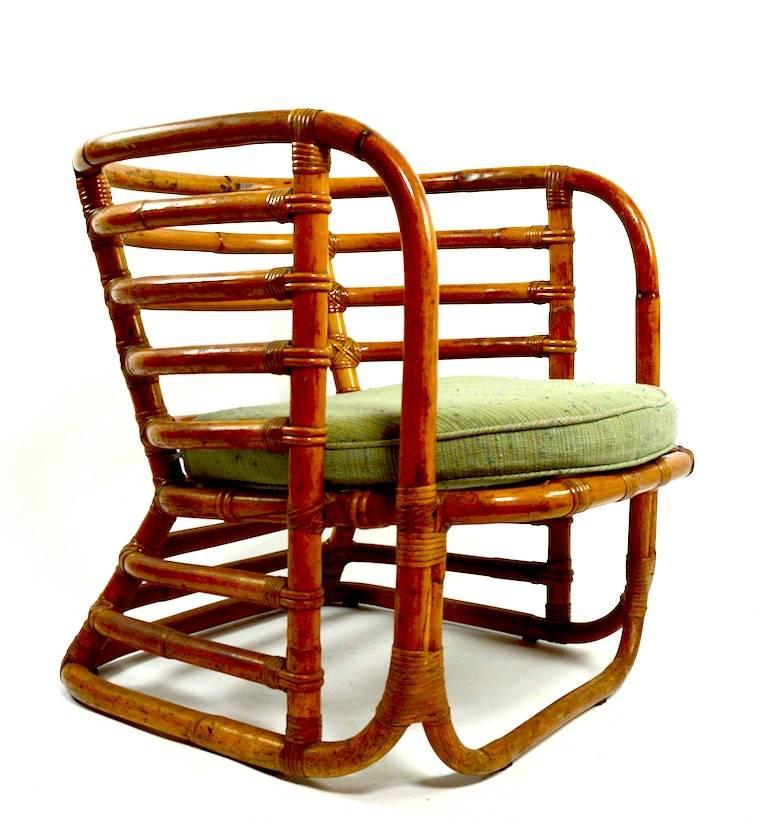 Art Deco Pair of Ritts Tropitan Bamboo Tub Chairs Possibly Frankl Design