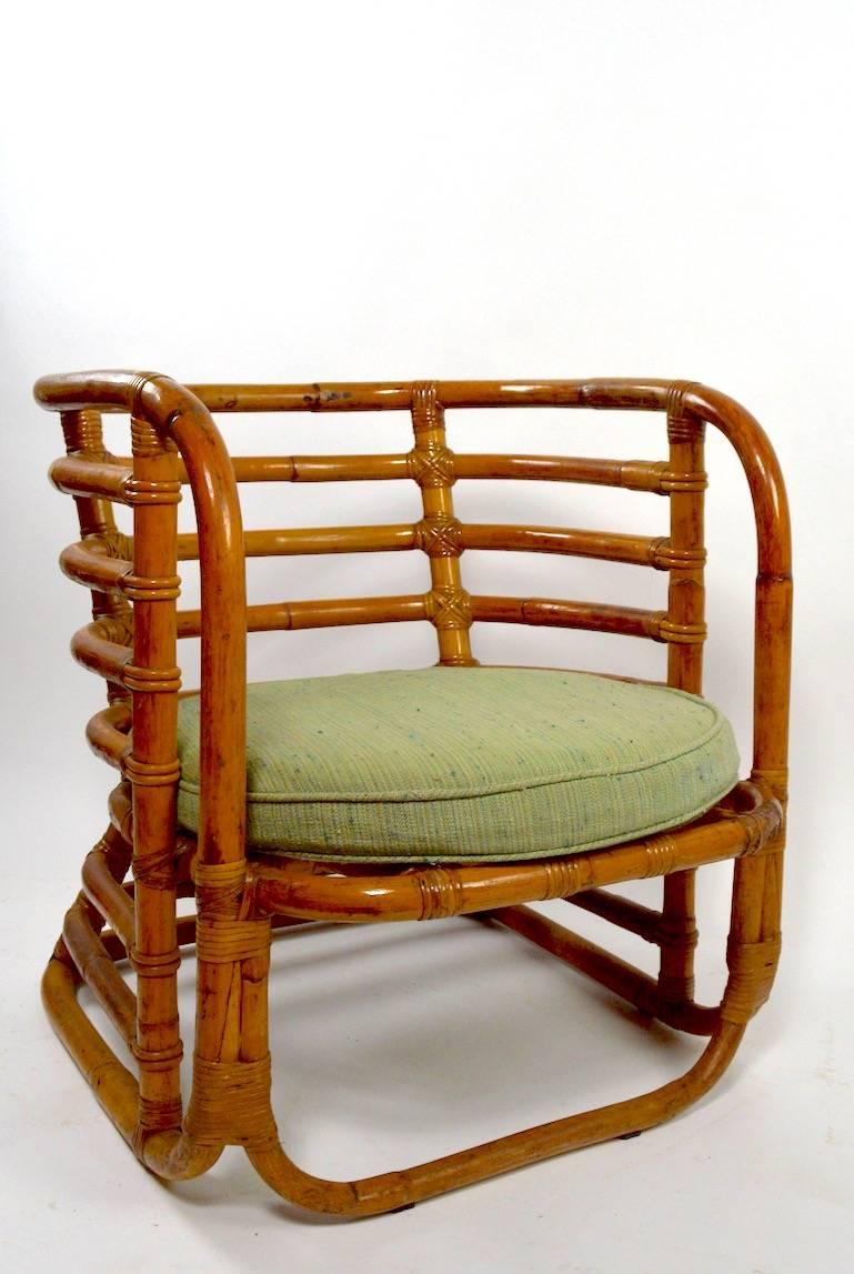 American Pair of Ritts Tropitan Bamboo Tub Chairs Possibly Frankl Design