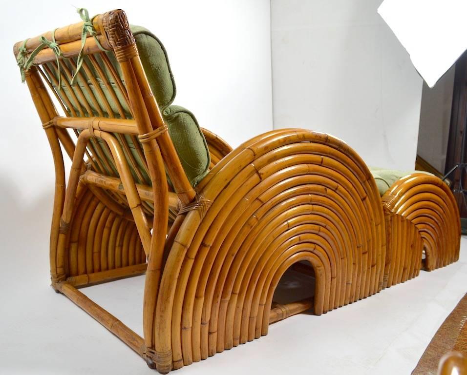 Incredible Pair of Bamboo Chairs with Ottomans In Good Condition In New York, NY