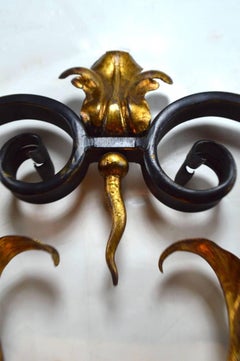 Large Paladio Wrought Iron and Gilt Italian or Spanish Style Sconce