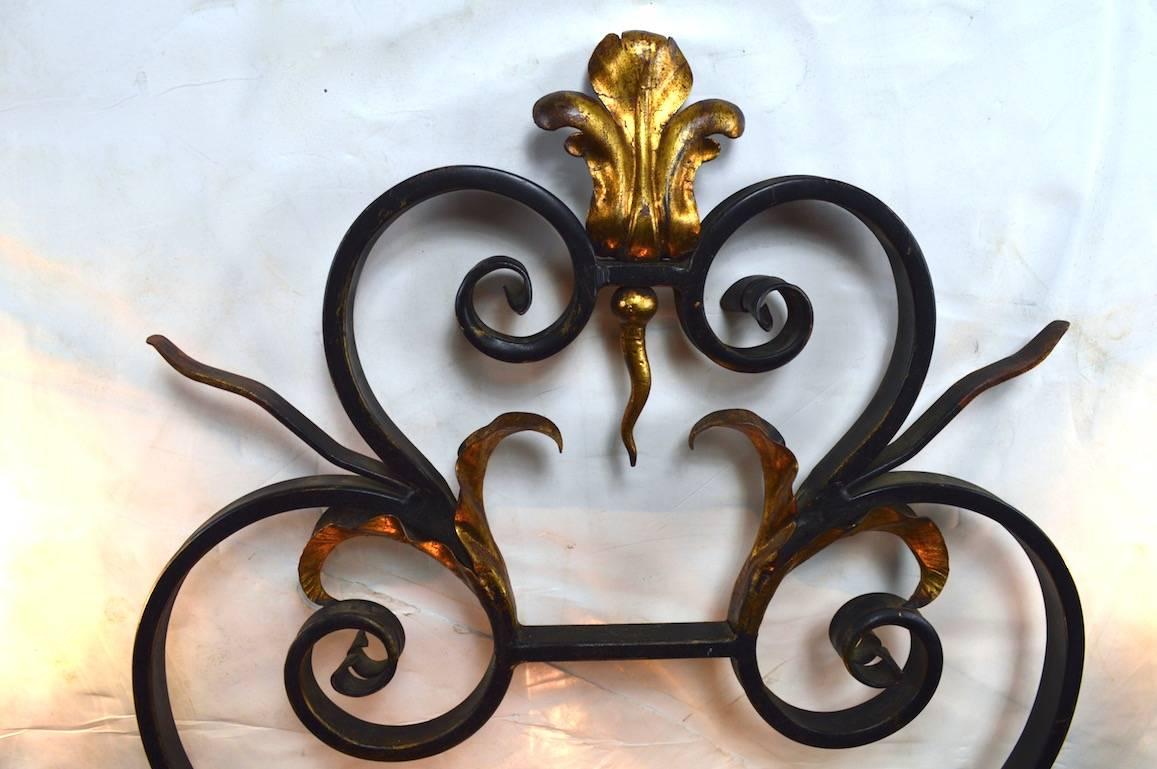Large Paladio Wrought Iron and Gilt Italian or Spanish Style Sconce For Sale 2
