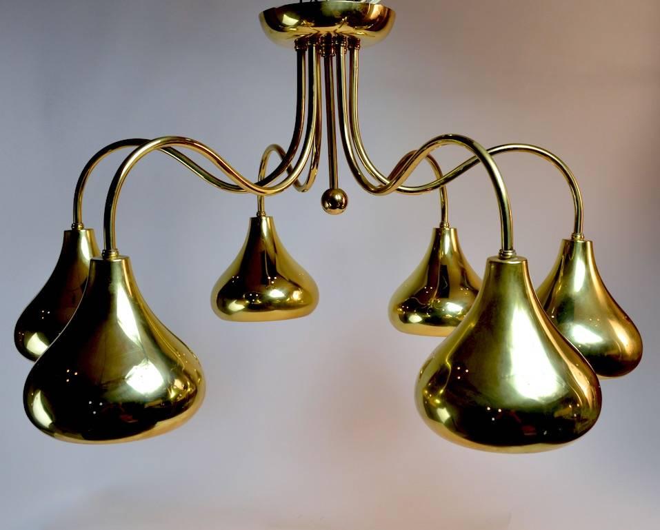 Mid-Century Modern Brass Chandelier Attributed to Tynell by Lightolier