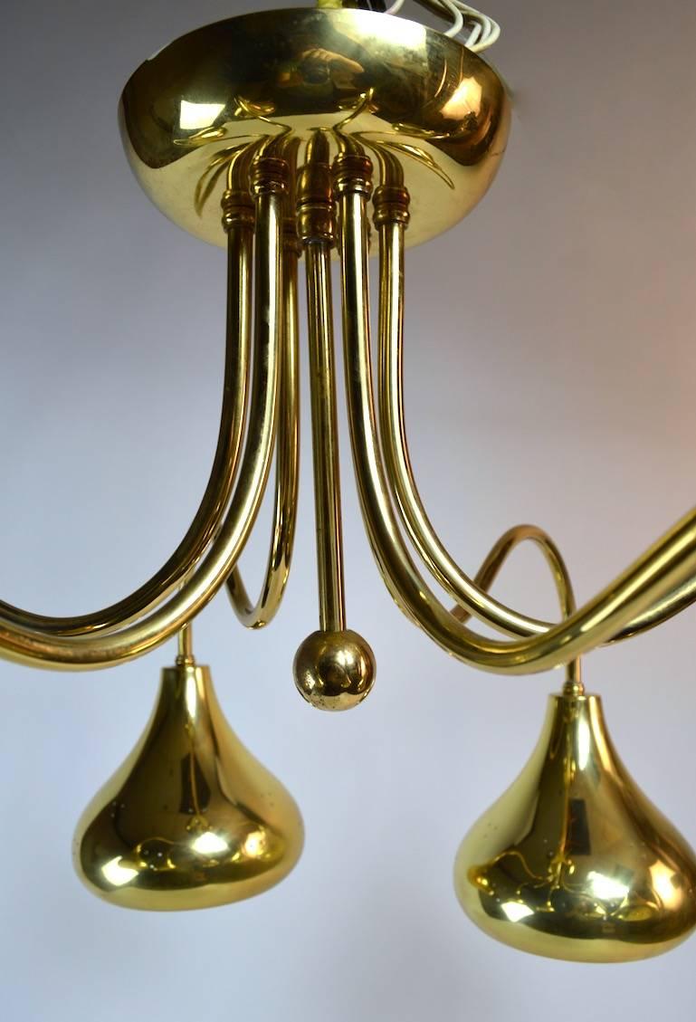 American Brass Chandelier Attributed to Tynell by Lightolier