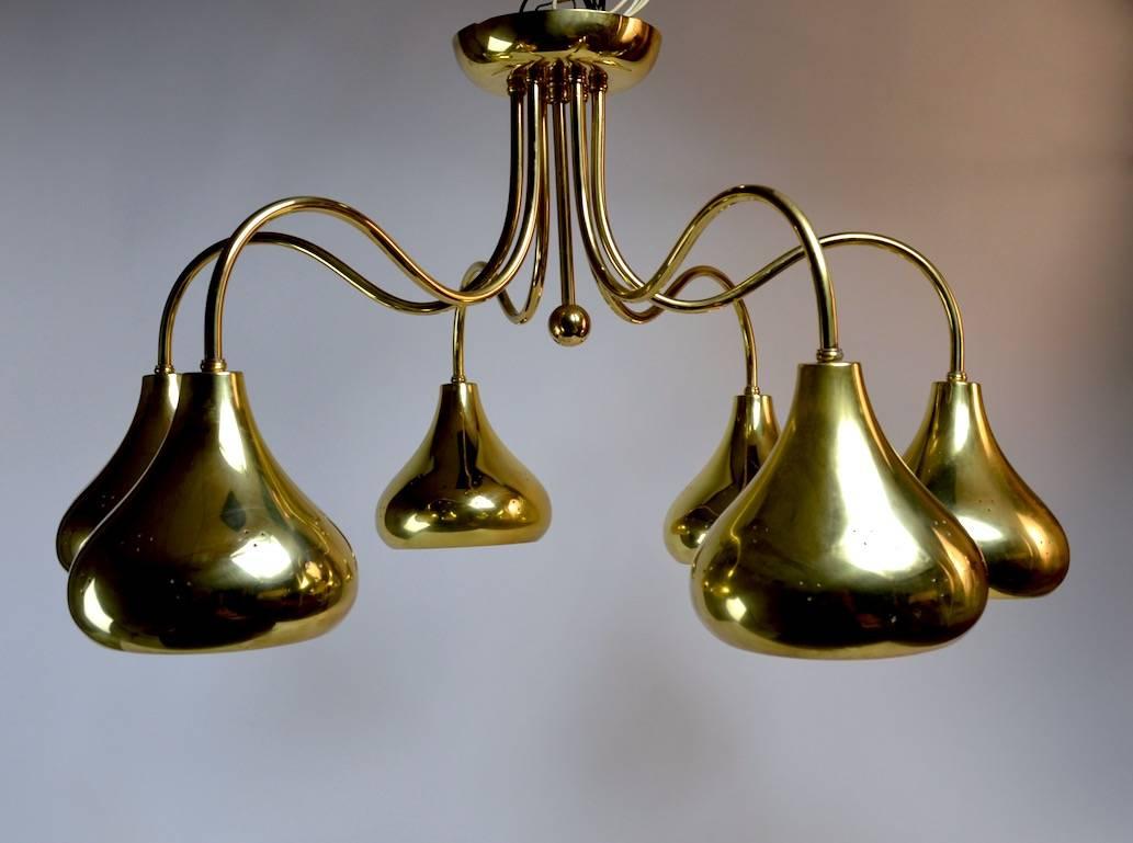 Brass Chandelier Attributed to Tynell by Lightolier 3