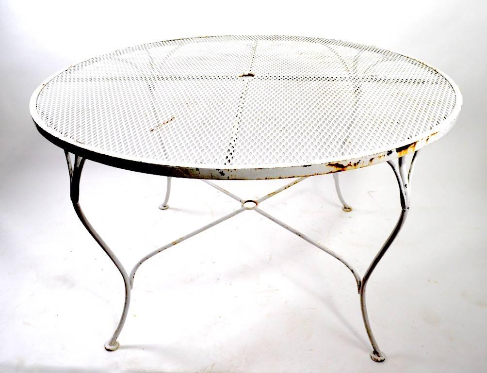American Round Woodard Dining Table with Cabriole Legs and Mesh Top