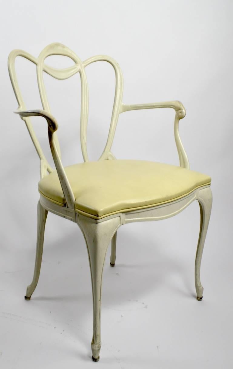 Américain Ensemble de six chaises de salle à manger de patio en aluminium moulé par Crucible en vente