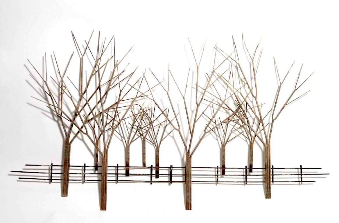 Late 20th Century Curtis Jere Trees in Winter Wall Mount Sculpture Signed and Dated, 1995