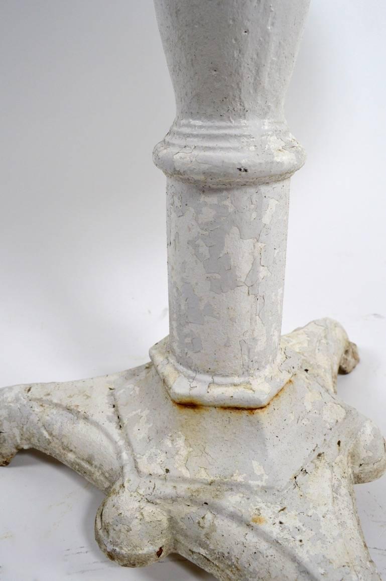 Industrial Marble-Top Cafe Table with Cast Iron Base