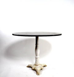 Marble-Top Cafe Table with Cast Iron Base