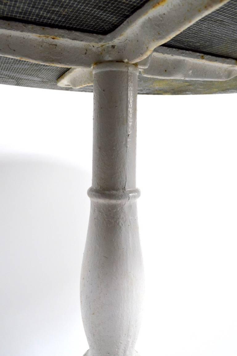 American Marble-Top Cafe Table with Cast Iron Base
