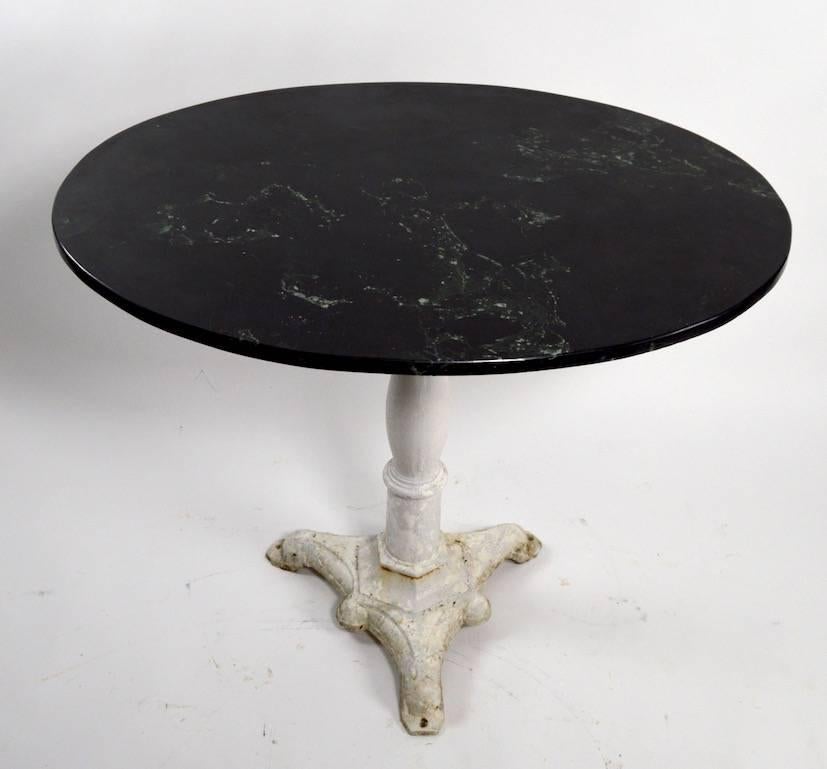 Marble-Top Cafe Table with Cast Iron Base In Good Condition In New York, NY