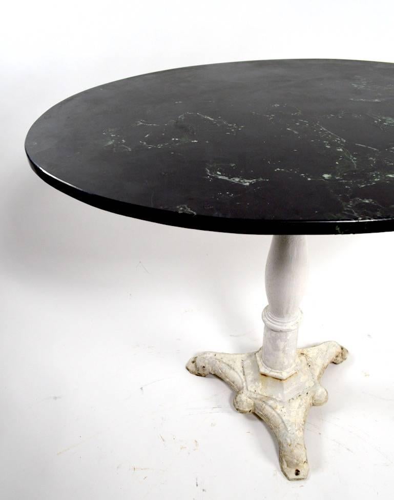 20th Century Marble-Top Cafe Table with Cast Iron Base