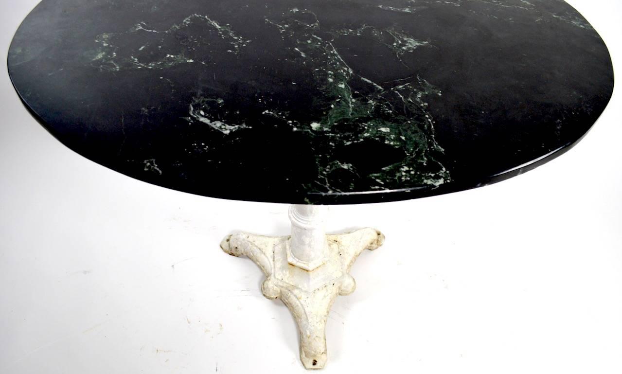 Marble-Top Cafe Table with Cast Iron Base 1