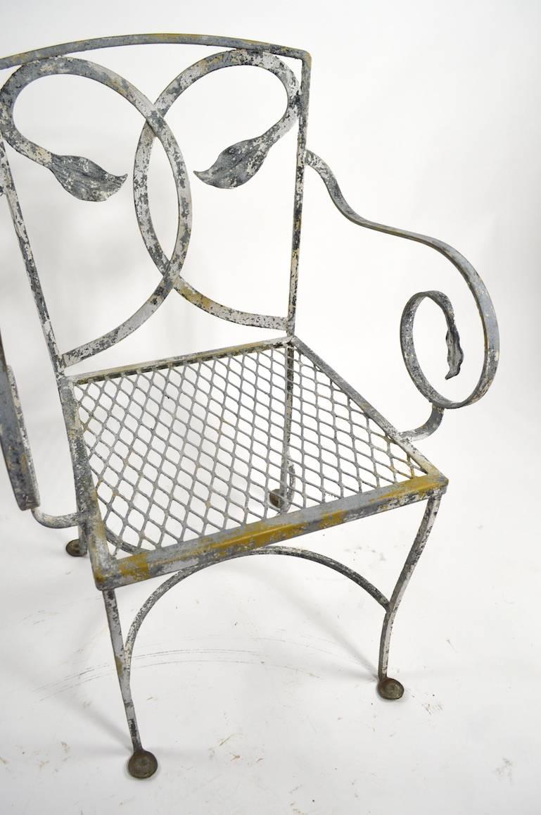 Art Deco Pair of Salterini Wrought Iron Armchairs