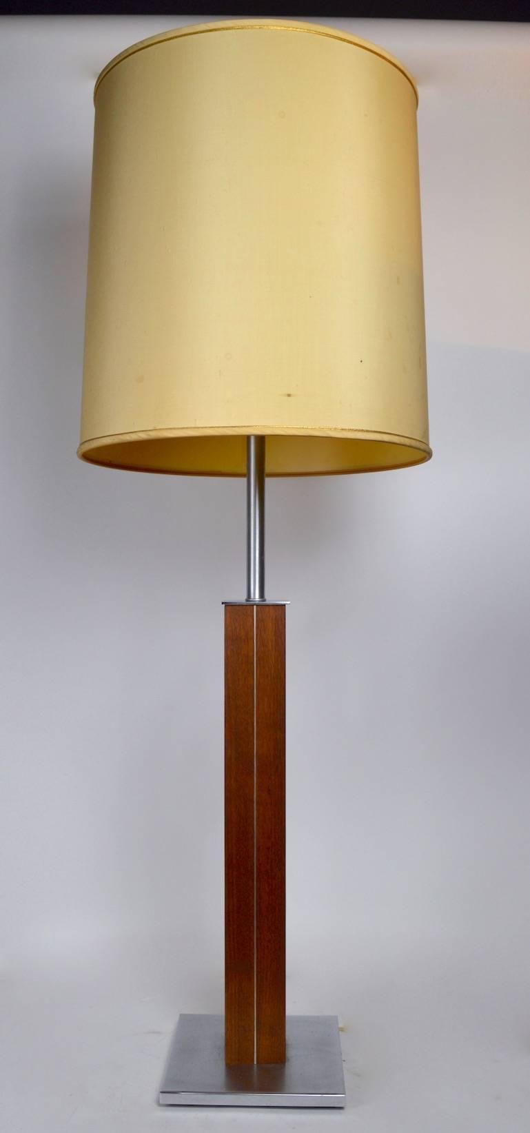 American Nessen Teak and Steel Table Lamp For Sale