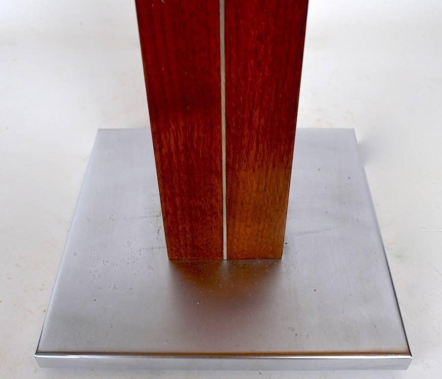 Brushed Nessen Teak and Steel Table Lamp For Sale