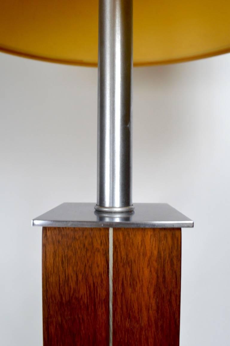 Nessen Teak and Steel Table Lamp In Good Condition For Sale In New York, NY