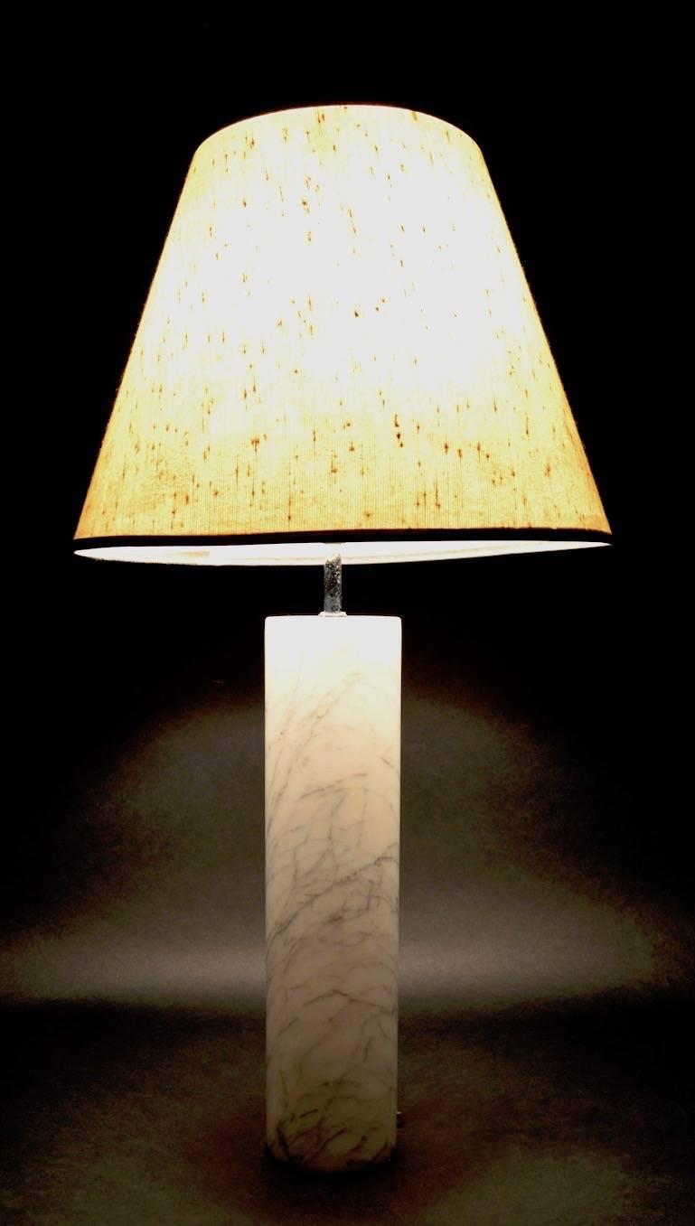 Mid-Century Modern Cylindrical Marble Lamp after Nessen For Sale
