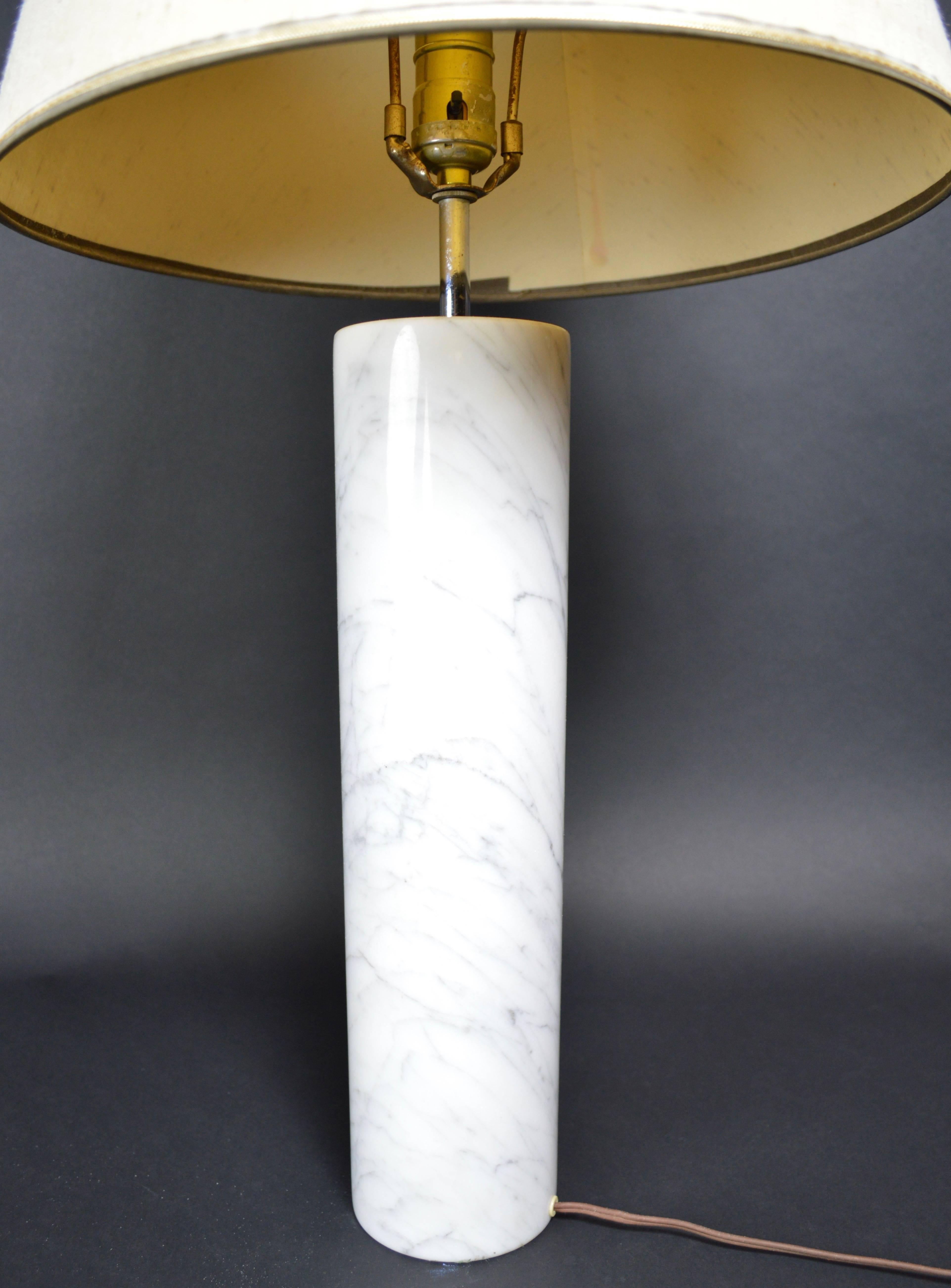 American Cylindrical Marble Lamp after Nessen For Sale