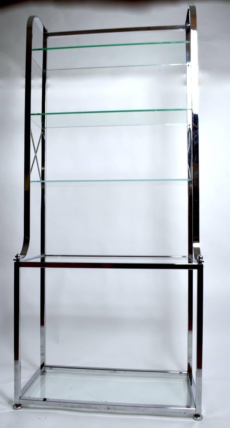 Glass Chrome Vitrine in the Hollywood Regency Style For Sale
