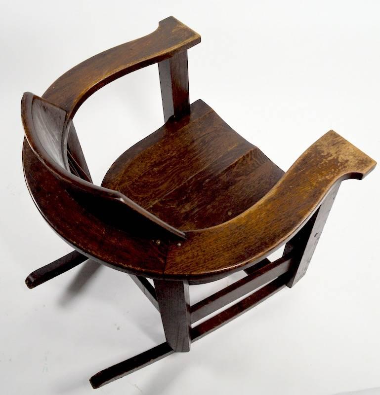 Arts and Crafts Massive Turn of the Century Oak Rocking Chair