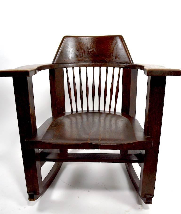 20th Century Massive Turn of the Century Oak Rocking Chair