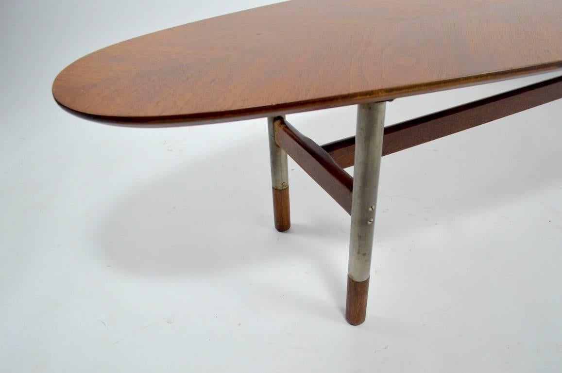Stainless Steel Surfboard Table Attributed to Arne Vodder