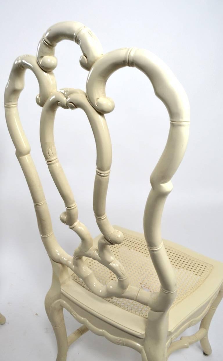 Set of Six White Lacquer Queen Anne Dining Chairs For Sale at 1stDibs