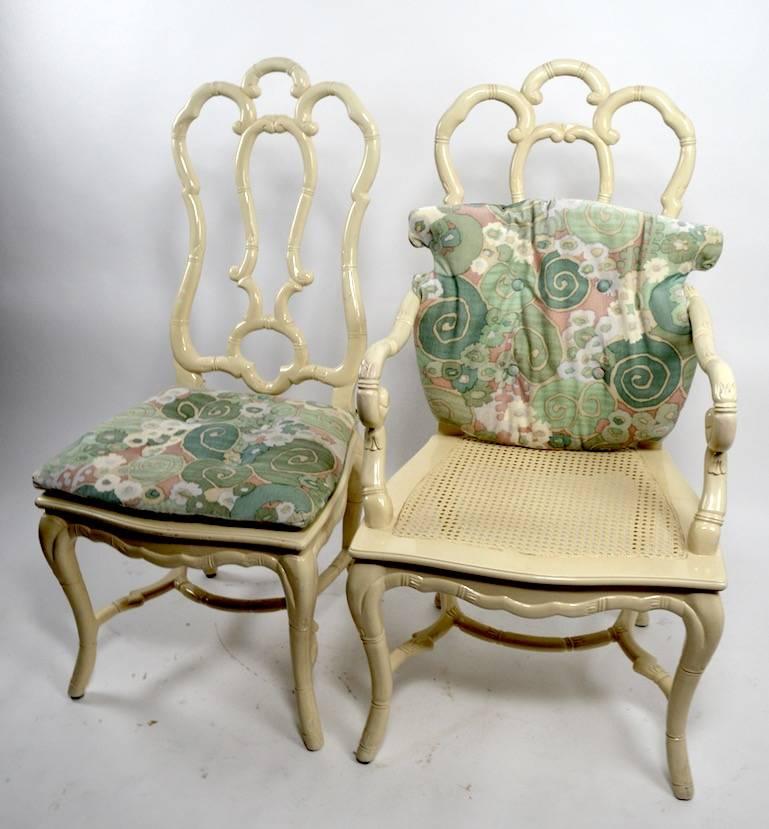 Set of Six White Lacquer Queen Anne Dining Chairs For Sale 1