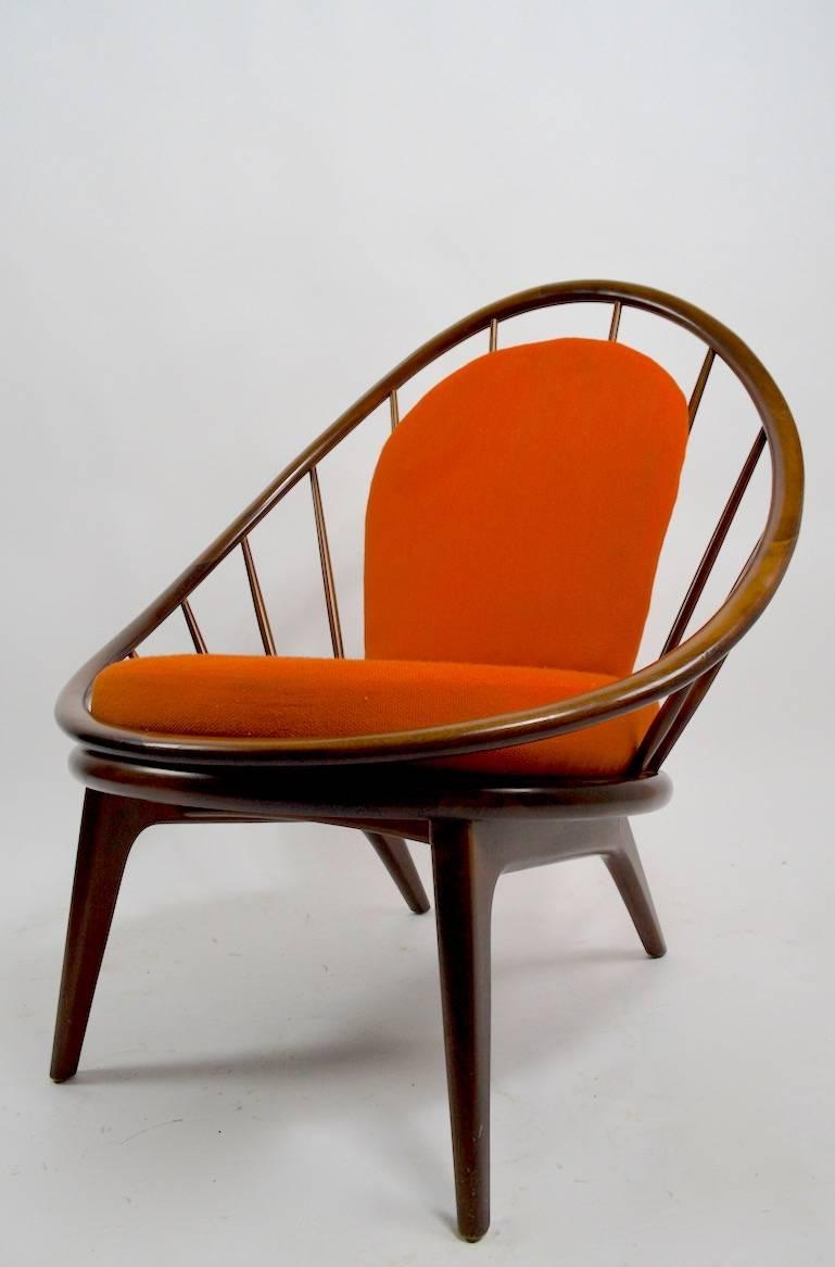 Ib Kofod-Larsen for Selig Peacock, Hoop Chair Early Example In Good Condition In New York, NY