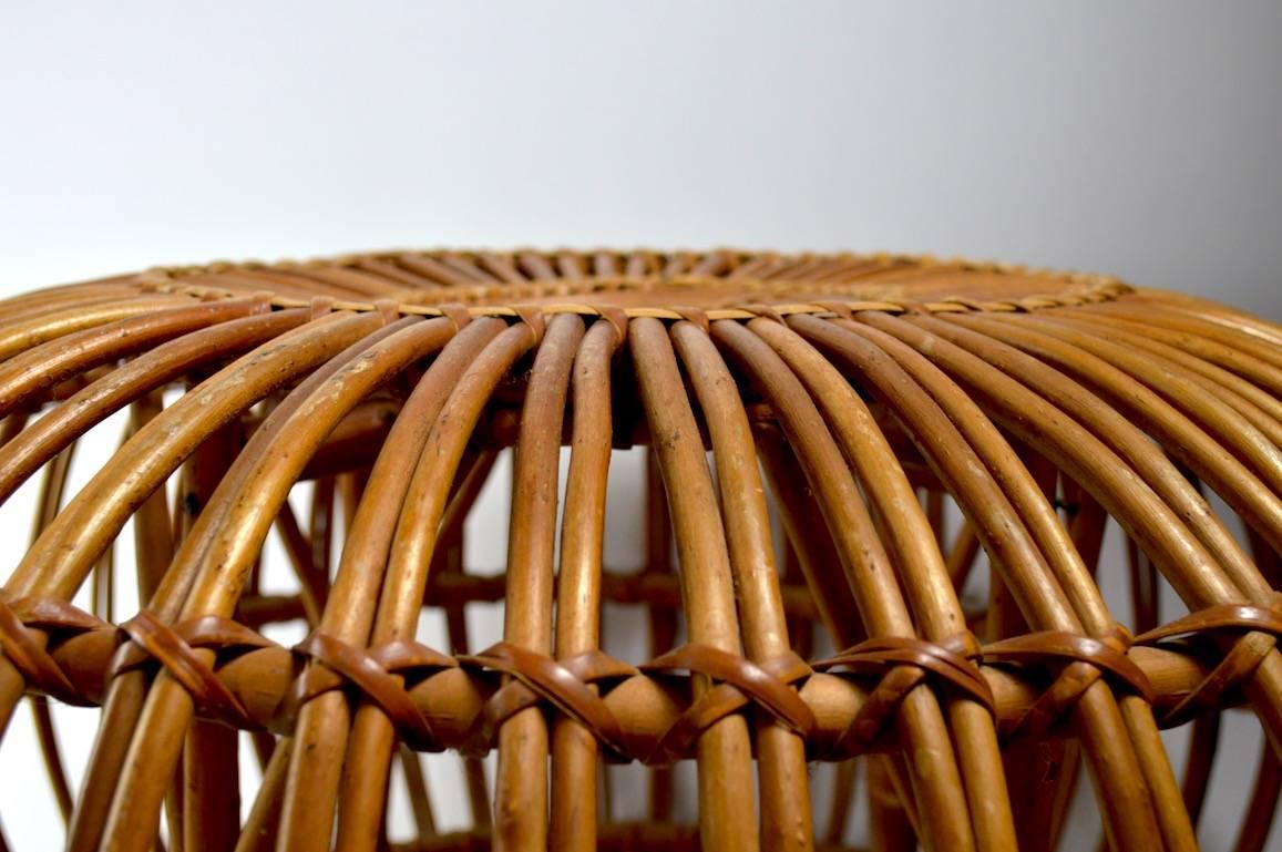 Albini Wicker Bamboo Pouf Ottoman In Good Condition In New York, NY