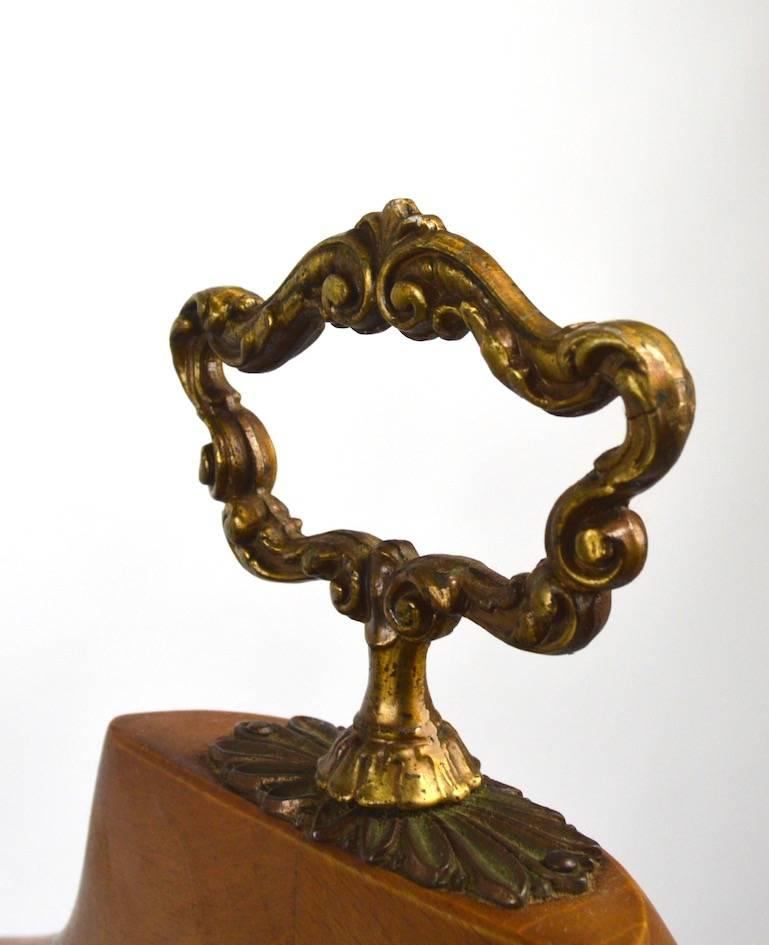 Italian Brass and Maple Valet Silent Butler Stand Attributed to Maison Jansen