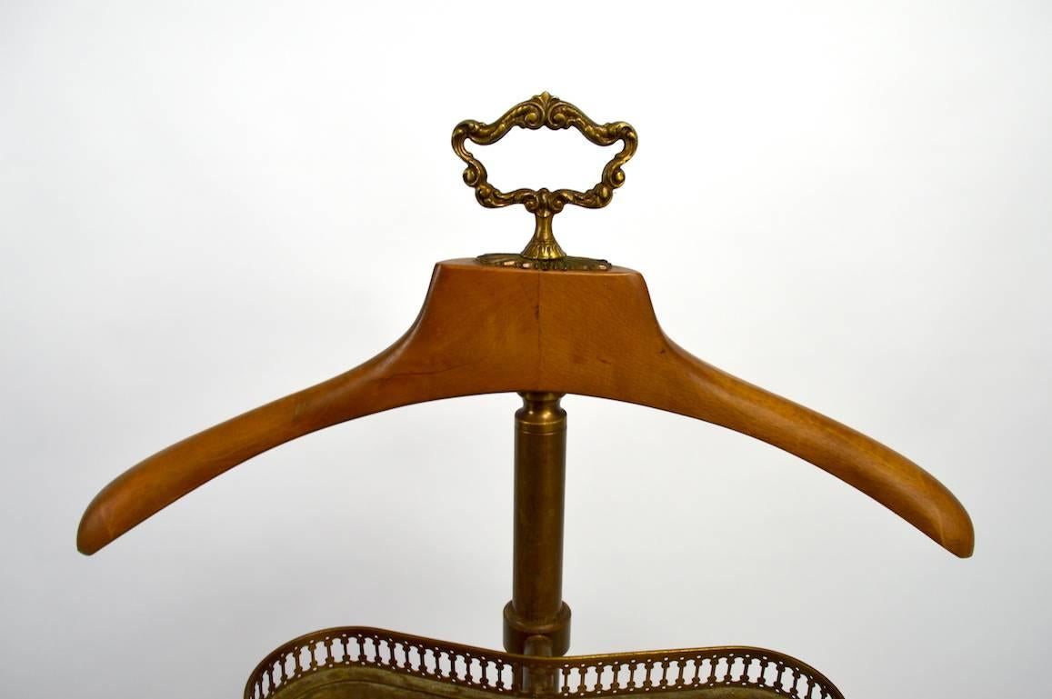 Brass and Maple Valet Silent Butler Stand Attributed to Maison Jansen 3