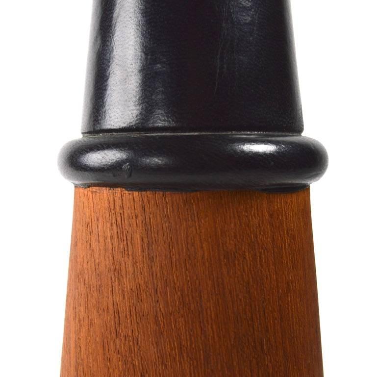 Leather and Teak Table Lamp in the Danish Modern Style 1