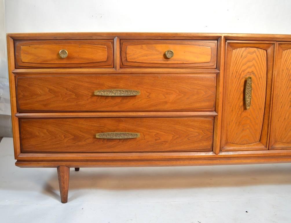 American Brutalist Dresser Credenza by Heritage Henredon For Sale
