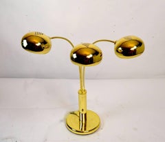 Three-Light Table Top Arc Lamp in Brass
