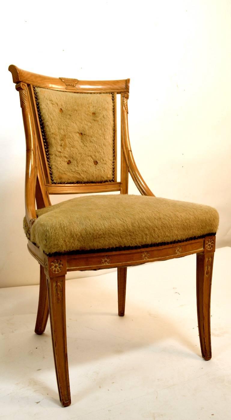 Upholstery Set of Four Grosfeld House Chairs in the Hollywood Regency Style