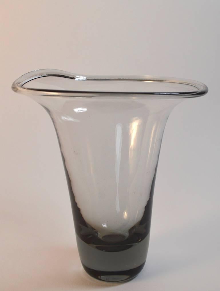 Scandinavian Modern Vickie Lindstrand for Kosta Smoked Glass Vase For Sale
