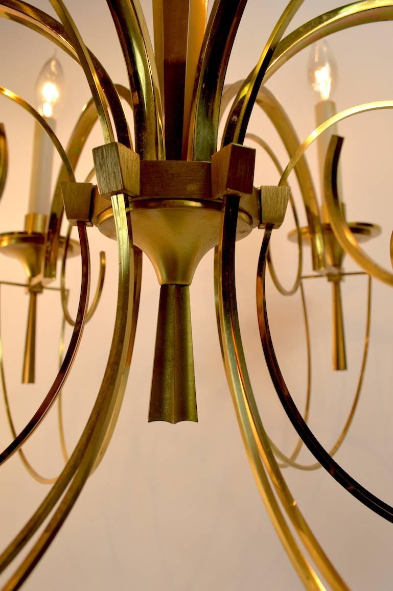 American Elegant Brass Six-Light Chandelier