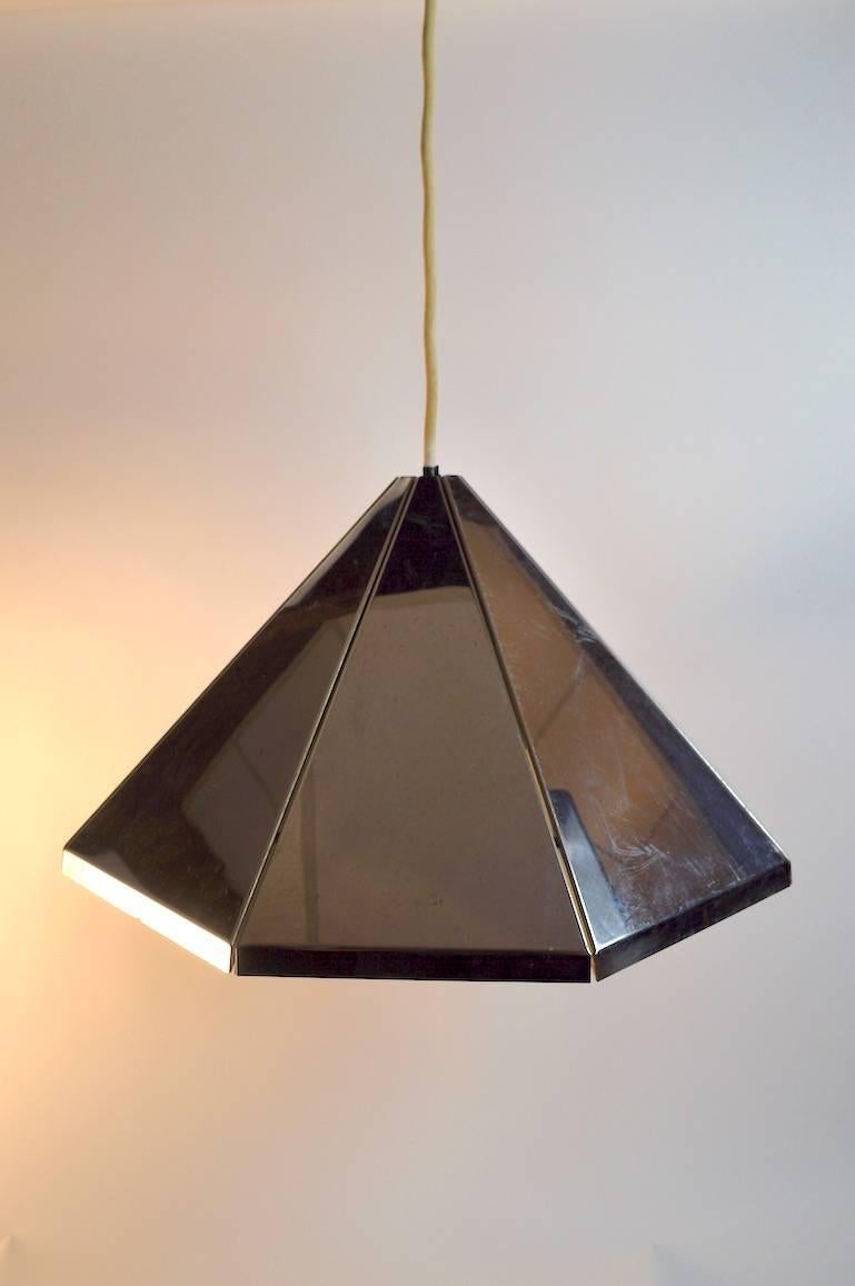 Late 20th Century Faceted Chrome Lightolier Chandelier For Sale