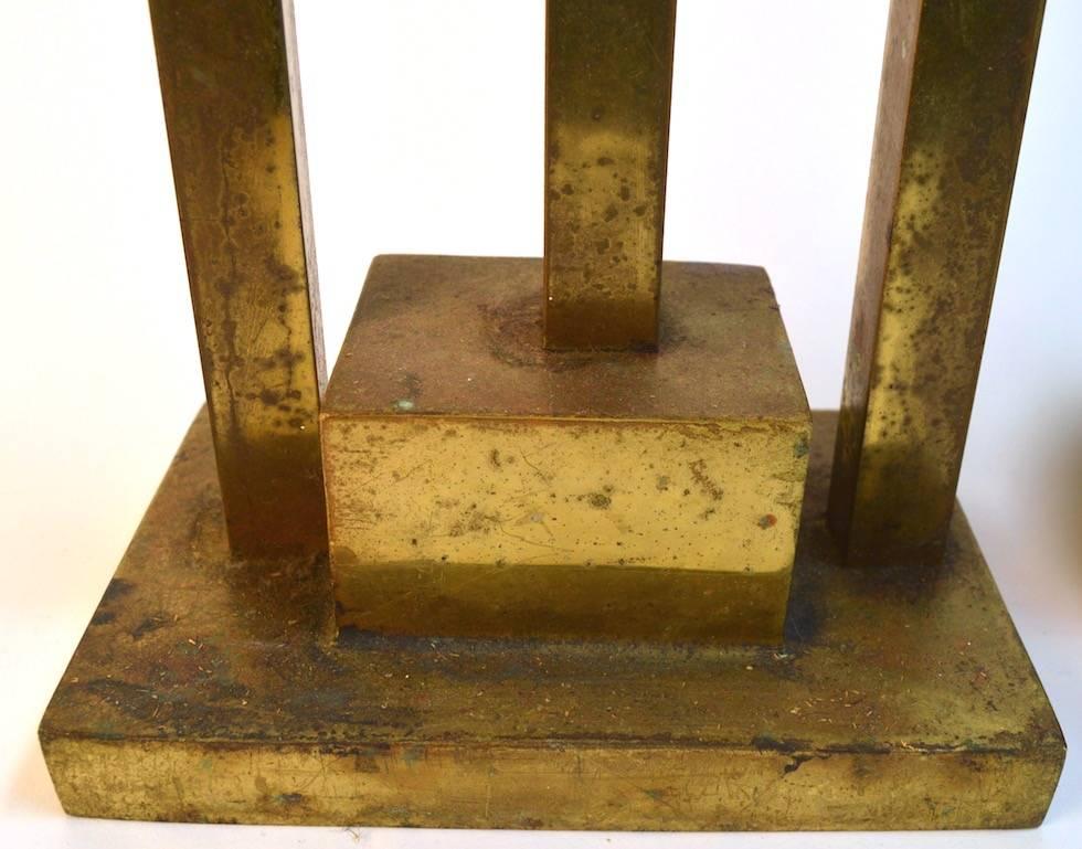 Mid-20th Century Pair of Art Deco Andirons in Brass