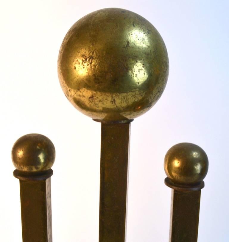 Pair of Art Deco Andirons in Brass In Good Condition In New York, NY